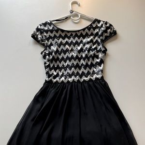 Short black and sliver sequin dress